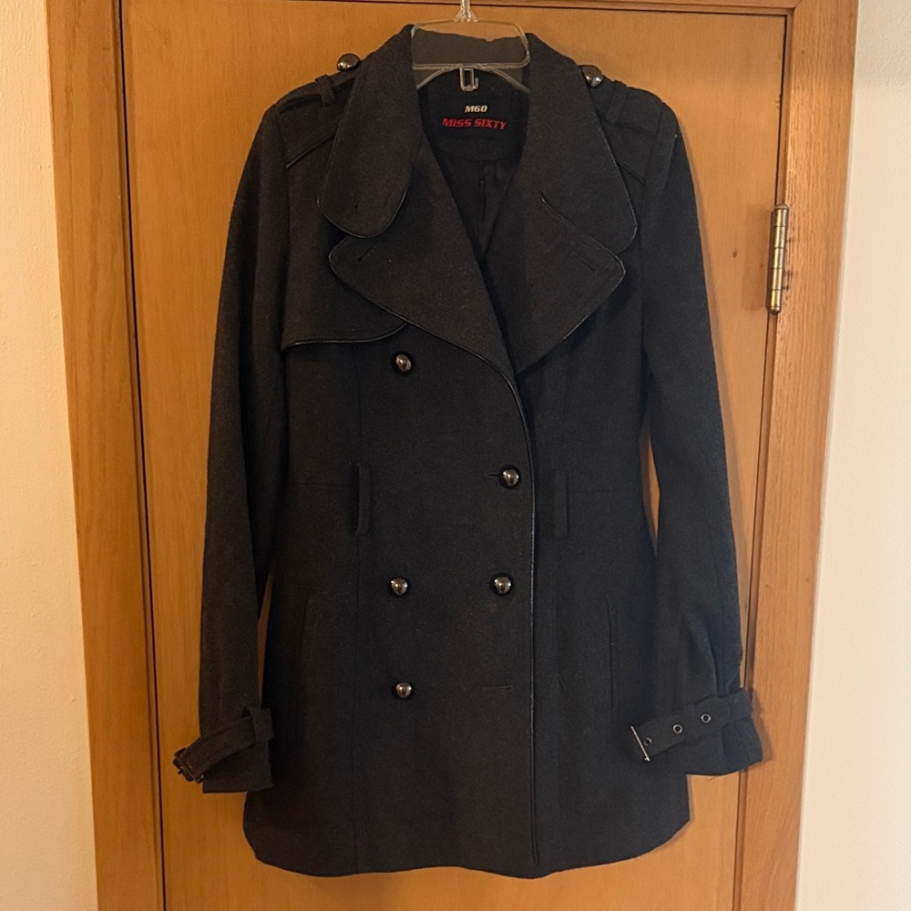 Miss Sixty M60 Women’s Y2K Wool Peacoat Gray Size Small
